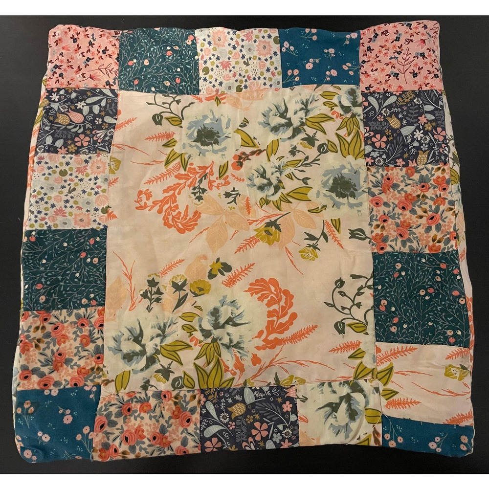 Vintage Handmade Patchwork Throw Pillow Cover Envelope Closure Cottagecore 70s